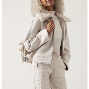 ATHLETA Womens Westbound Sherpa Jacket NEW $159 Abelone Grey Full-Zip Soft Sz L